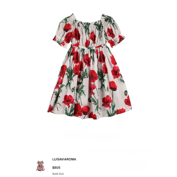 Dolce & Gabbana Kids Poppy Print Dress Size 11Years NEW - Picture 8 of 12